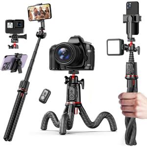 Flexible Phone Tripod Selfie Stick, Octopus Camera Tripod iPhone Holder Stand with Cold Shoe Mount, Travel Tripod Flexible Legs for iPhone Android Camera Stick Video Recording Vlog