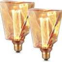 Meonum Decorative Light, Ice Style Shaped E26 LED Bulb, Dimmable 3.5W 2200K Soft Warm Vintage Edison Light, with Virtual Filament Acrylic Inner Pillar Bulb (2 Pack)
