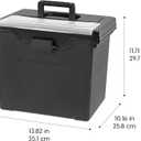 IRIS USA File Box Organizer with Lid, Letter File, Portable Handle, Black