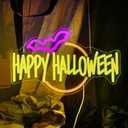 Happy Halloween Neon Sign Bat LED Light Up for Bedroom Home Bar Halloween Decor Trick or Treat Party Backdrop