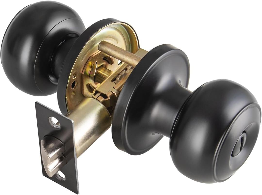 Black Door Knobs Interior Keyless, Door Knobs for Bathroom & Bedroom, Matte Black Privacy Door Knob