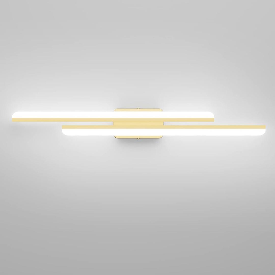 Ralbay 40" Modern LED Gold Vanity Lights 40W Frosted Aluminum Gold Bathroom Vanity Light Fixtures Over Long Mirror Modern Gold Bath Lighting 6000K White Light