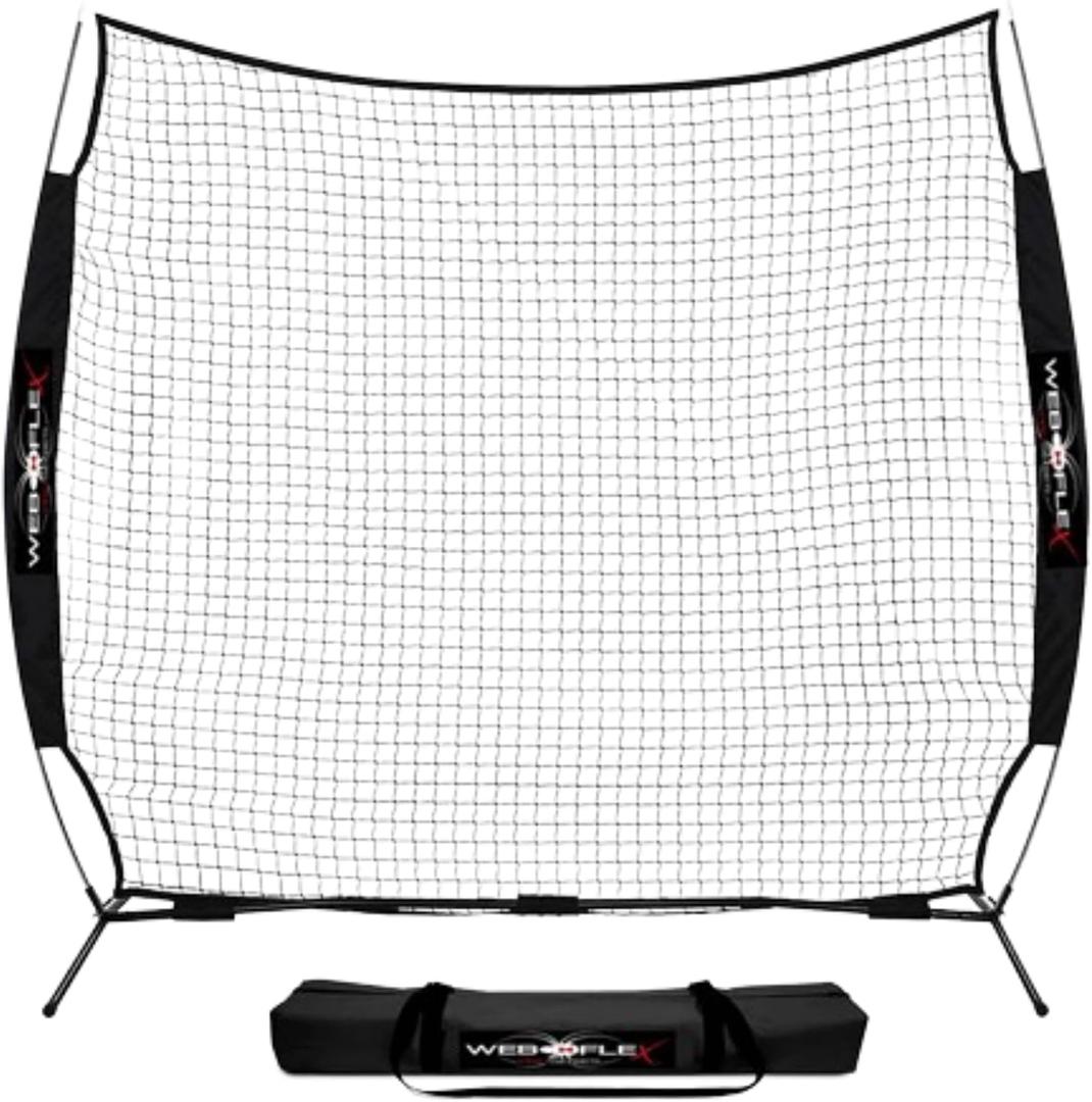 Web Flex® 7x7 ft Portable Baseball & Softball Batting Practice Screen Net, Durable Nylon & Metal Frame, Protective Batting Net for Pitching & Hitting, Easy Setup, Full Coverage with Carry Bag | Black, Standard