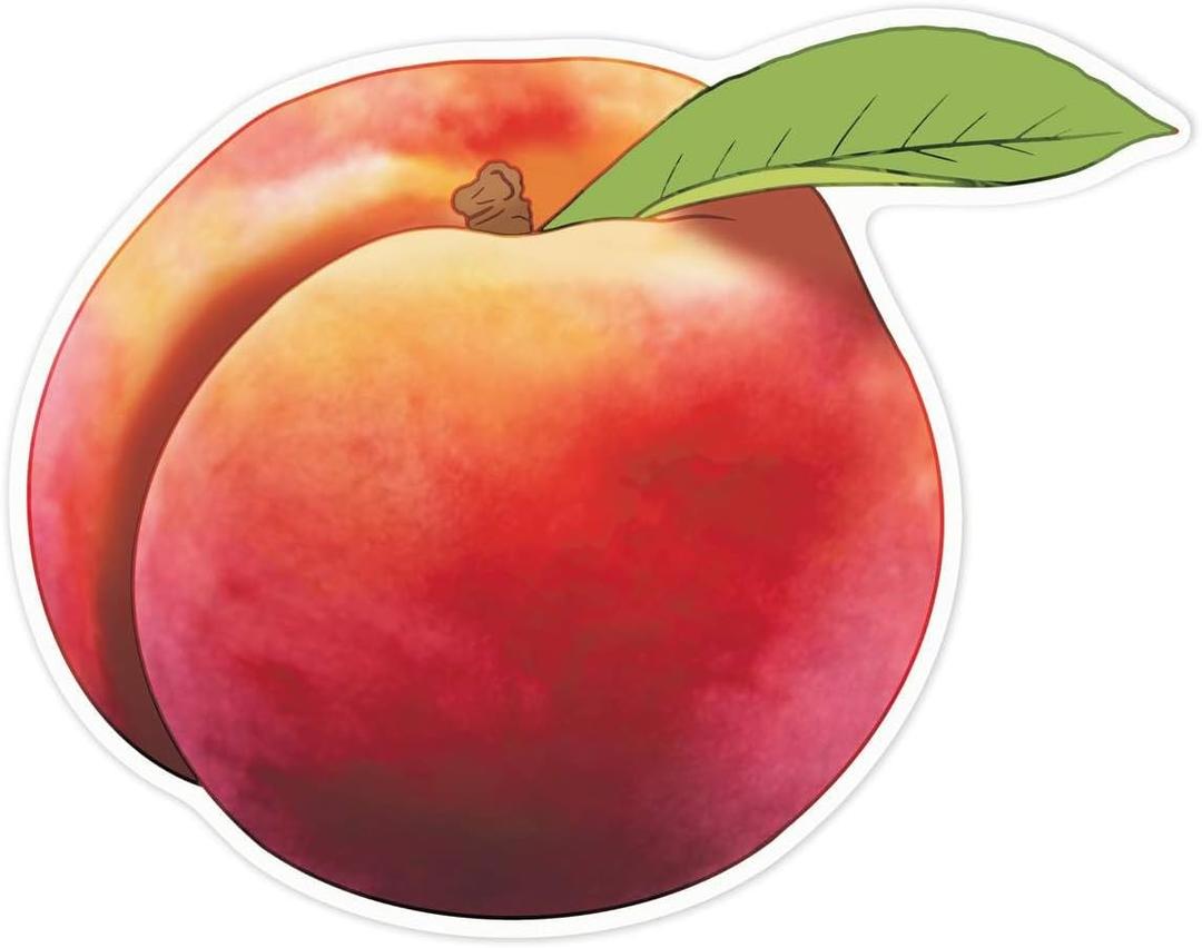 Azeeda 'Sweet Peach Fruit' White Premium Vinyl Decal Sticker  Waterproof, Durable & Easy to Apply - Ideal for Car Bumpers, Windows, Bins and More (DW00142706) (21cm x 21cm)