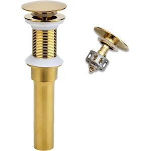 Rockgoya Bathroom Sink Drain, Gold Drain Stopper Bathroom Sink Without Overflow,Pop Up Drain Assembly with Detachable Strainer Basket,Built-in Anti-Clogging Strainer,Stainless Steel