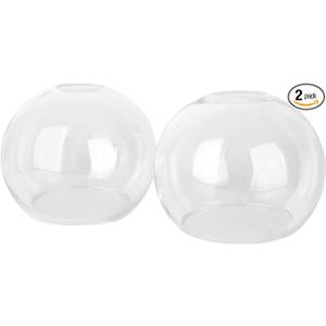 Kira Home Odette 6" Globe Glass Shades, Clear Replacement Glass, 1-5/8" Fitter Opening for Threaded Medium Base Socket, 6" x 5", 2-Pack