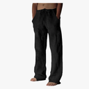 Puimentiua Cotton Linen Pants Men Casual Loose Fit Elastic Drawstring Waist Summer Beach Pants S