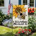 3 x CROWNED BEAUTY Summer Garden Flag Sunflower Bee 12x18 Inches Double Sided Small Burlap Seasonal Welcome Yard Decoration for Outside Porch (Multi)