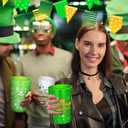 Meanplan 36 Pcs St. Patrick's Day Cups 12 oz Plastic Green Shamrock Reusable Party Cups Bulk for Kids Adults St Patrick's Day Party Supplies Drinks Beer Beverage