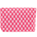 PAZIMIIK 2 Pack Knit Checkered Makeup Bag Large Zipper Make Up Accessory Pouch for Purse Cosmetic Brush Bag for Travel Essential,Hotpink