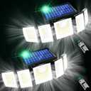 Solar Lights Outdoor Waterproof Motion Sensor - 416 LEDs 3000 Lumens Super Bright 3 Brightness 3 Modes 2400mAh 360° Illumination 32ft Solar Flood Security Light for Outside (‎With Remote Control, 2)