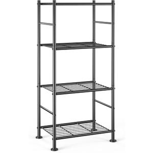 Sakugi Storage Shelves - 4 Tier Shelf Organizer, Sturdy Metal Garage Shelving with Adjustable Leveling Feet, Space-Saving Shelves Organizer for Pantry, Laundry, Kitchen (18" x 12" x 44", Black)