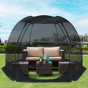 Alvantor® Pop Up Screen House, Outdoor Mosquito Mesh Tent with UV Resistant, Pop Up Canopy Easy Up, Foldable Screen Room for Camping, Backyard, Garden, Patio(Black, 12x12 FT)