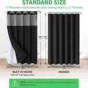 eachope Long No Hooks Needed Linen Textured Shower Curtain with Snap-in Fabric Liner Set, Black Hotel Luxury Decor Shower Curtains for Bathroom, Waterproof & Washable,71Wx80H