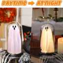 Halloween Ghost Decor Light - Halloween Decorations Indoor - Light Up Ghost in Glass Cloche, Cute Ghost Decor for Indoor Party Home Table Room Kitchen and Fireplace Decorations