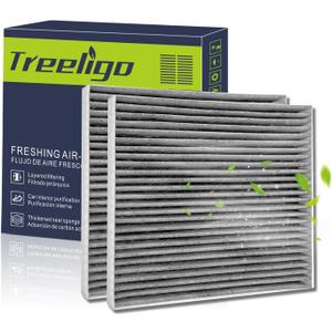 Treeligo 2 PACK CF10374 Cabin Air Filter Compatible with Toyota Tacoma (2005-2023), Dodge Dart (2013-2016), Pontiac Vibe (2003-2008), Car Passenger Compartment Air Filter with Activated Carbon