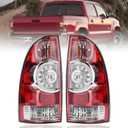 Nakuuly Tail Light Rear Lamp Compatible With 2005-2015 Toyota Tacoma Pickup Driver and Passenger Side LED Lens Taillights Brake Signal Assembly with Bulb and Harness (Red Housing with Clear Lens)