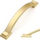 Amerdeco 10 Pack Brushed Gold Cabinet Pulls 4 Inch(102mm) Hole Centers, Handles for Kitchen Cabinet Hardware, Arch Cabinet Handles for Bathroom Dresser Drawer Handles ZH0016