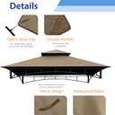 EasyLee 8'x5' Grill Gazebo Canopy Cover - Waterproof Replacement Top with T-Hook,Khaki