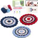 OAKWOOMA Crochet Kit for Beginners, Easy Arts and Crafts Knitting & Crochet Coaster Kit with Step-by-Step Video Tutorials, Crochet Starter Kits for Adults, Teens, Kids (Mandala)