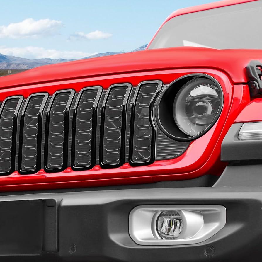 JeCar Mesh Grill Inserts & Headlight Covers Fit for 2024+ Jeep Wrangler JL Grill Covers Trim Accessories (9pcs) Black