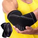 PhysFlex Elbow Brace 2 Pack for Tennis & Golfer's Elbow Pain Relief - Elbow Compression Sleeve for Weightlifting, Workout, Fitness, Arthritis, Bursitis - Tendonitis Elbow Brace for Men & Women M