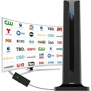 Digital TV Antenna Indoor, 2026 HD Antenna for Smart TV with 3M Stick Base 360°&Long Range Reception for Local Channels, Easy Setup Antena Without Cable(7.0 in)