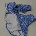 ZAFUL Women High Cut Bikini Sets String Sexy Swimsuit Two Piece Underwire Bathing Suit Brazilian Cheeky Cut Out Cute Swimwear (Large, Blue Flower)