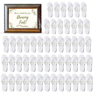 Orca Bulk Flip Flops For Wedding Guests | 52 Pack Wholesale Wedding Sandals (6-10, White)