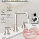 Brushed Nickel 3 Hole Bathroom Faucet Widespread, 360 Degree Swivel Vanity Faucet 8 Inch, 2 Handles for Bathroom Sink with Water Supply Hose & Pop-Up Drain, Lead-Free, 5 Mins Installation
