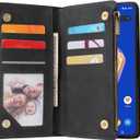 Asuwish Compatible with Asus ZenFone 9 Wallet Case and Tempered Glass Screen Protector Leather Flip Cover Card Holder Stand Cell Accessories Kickstand Protective Phone Cases for ZenFone8 Women Black