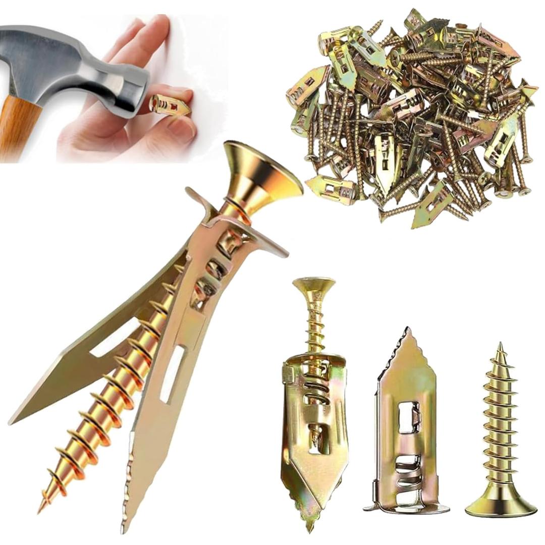 3 x Self Drilling Drywall Anchors with Screws Kit 80Pcs- 40 Sheetrock Anchors 40 Zinc Expansion Screws Zinc Plated Steel No Drill or Holes in Wall, for Wall Hanging, Cabinets
