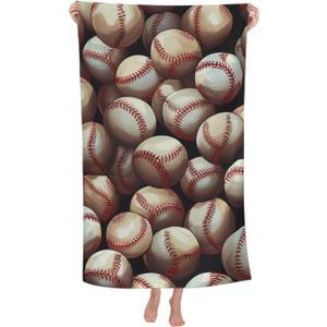 Retro Baseball Pattern Beach Towel Quick Dry Microfiber Game Sport Towel Lightweight Large Swimming Towel for Travel Pool Camping Absorbent Soft Beach Towel for Women Men Girls Boys 52x32 Inches