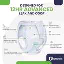 UnderX Adult Disposable Incontinence Underwear Maximum Absorbency Pull Ups, Overnight Leak Protection, 8 Cup Absorption, Soft Latex-Free, Odor Control, Easy Removal, X-Large, 40 Count