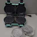 2-in-1 Double Waffle & Pancake Maker - CACHOO Mini 4" Nonstick Waffle Iron & Small Round Griddle with 4 Removable Plate Sets, Dishwasher Safe, Perfect for Small Spaces, Apartments & Dorms, Aqua