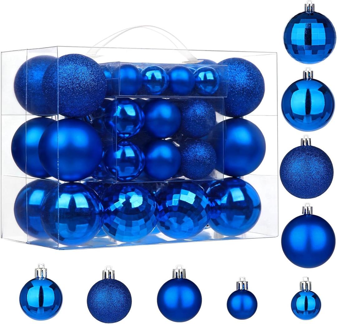 50pcs Christmas Ball Ornaments Navy Blue Small Shatterproof Christmas Tree Decorations Xmas Tree Christmas Ornaments Balls with Hanging Loop for Christmas Wedding Holiday Party Wreath Home Decor
