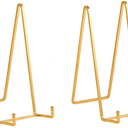 Large Plate Holder Display Stand - 12 inch Super Tall Big Plate Stands for Heavy Duty Display - Metal Picture Frame Stand - Tabletop Easel Stand for Decorative Platter | Plaque | Book - 2 Pack - Gold