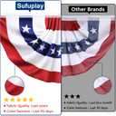 2 Pack 3x6 Ft American Flag Bunting Patriotic Pleated Fan Flag Banner for Outdoor Porch & Railing, Red White & Blue Decor for 4th of July, Memorial Day, Independence Day Decorations