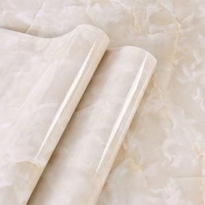 Yancorp 24inch Wide Cream White Contact Paper Removable Wallpaper Peel and Stick Countertops Waterproof Marble Wallpaper Self-Adhesive Peel and Stick Backsplash for Cabinets Kitchen (24" x 120")