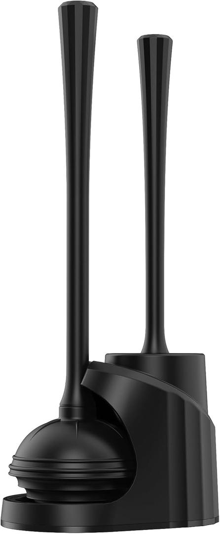 Toilet Brush and Plunger Set,Plunger and Brush Set with Upgraded Rubber Plunger,Toilet Plunger and Brush Set with 360Dense Brush,Easy to Store Toilet Bowl Brush and Plunger Set,Black Toilet Brush Set