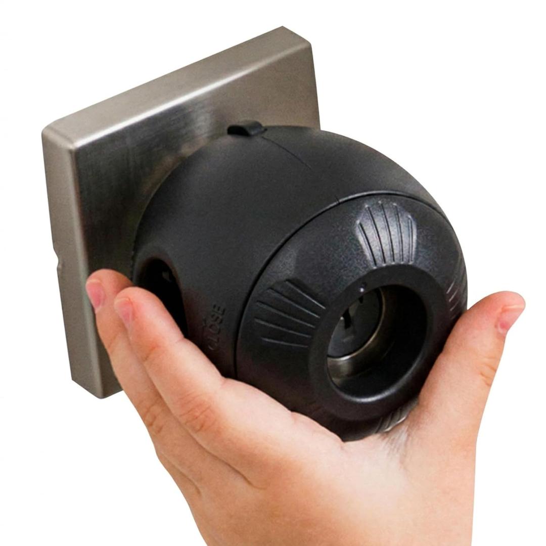 Child Safety Door Knob Cover (4 Pack) Hard-to-Remove Dual-Lock Door Handle Covers for Kids - Reusable Baby Proof Door Knob Locks - Installs Easily, No Tools Needed (Black)