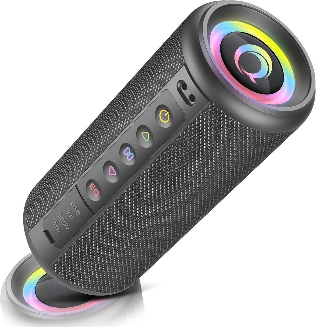Portable Bluetooth Speaker, 2026 Bluetooth 5.4 Wireless Speaker with 20W HD Loud Stereo Sound, 20H Playtime, LED Lights, IP7, TWS Pairing, Built-in Mic, for Outdoor, Home, Beach, Party, Gift