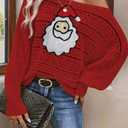 Cakulo Womens Off Shoulder Ugly Christmas Sweater Top Fall Fashion 2026 Oversized Knit Crochet Sweaters Xmas Snowman S