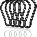 Carabiner Caribeaner Clip,Extra Large 4" Aluminum Carabeaner Keychain Hook,Spring Snap Key Chain Clip 12 Count