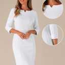 Allegra K Work Dress for Women 3/4 Sleeve Boat Neck Back Slit Sheath 2026 Professional Bodycon Business Casual Dresses M