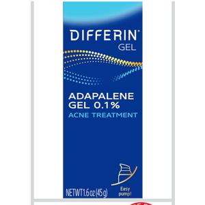 Differin Acne Treatment Gel, 90 Day Supply, Retinoid Treatment for Face with 0.1% Adapalene, Gentle Skin Care for Acne Prone Sensitive Skin, 45g Pump 