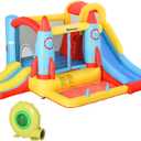 Outsunny Kids Bounce House 4-in-1 Rocket Inflatable Water Slide 2 Slides