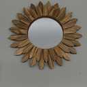 Honiway Wall Mirror Decorative 12 inch Rustic Wood Mirror Sunburst Boho Mirror for Entryway Bedroom Living Room Bathroom House Warming Gifts New Home Essential Carbonized Black