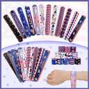 MGparty 4th of July Accessories, 48PCS Patriotic Slap Bracelets Toys for Kids, Fourth of July Decorations Party Favors Memorial Day Supplies Classroom Prizes Gifts Accessories