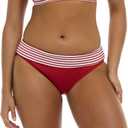 Skye Women's Mid Waist Full Coverage Bikini Bottom Swimsuit (Red, M)